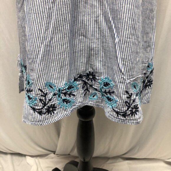 Croft and Barrow Sleeveless Top Womens Sz Large Blue White Striped Cotton Tunic - Picture 3 of 9